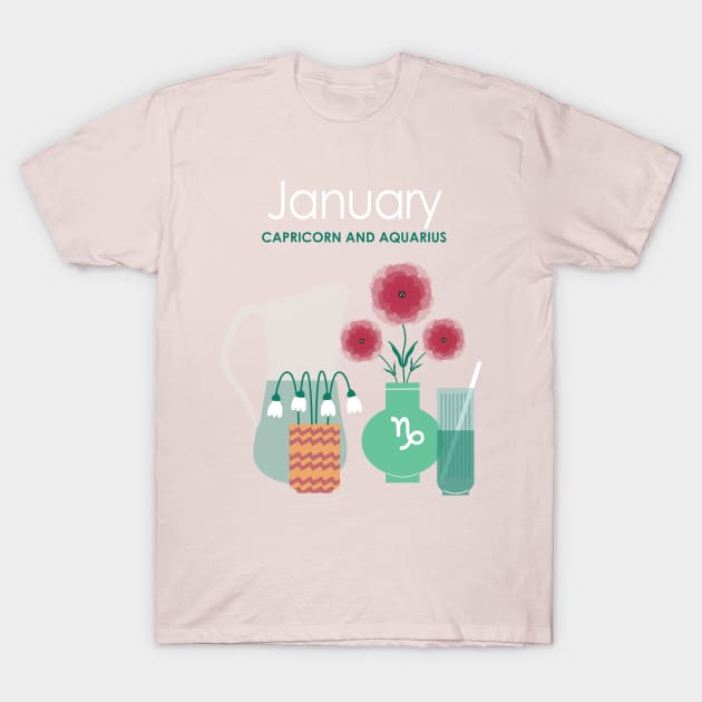 January Birth Flowers T-Shirt by LjM